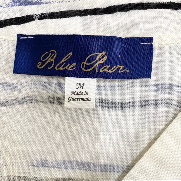 ⭐️ Blue Rain Tie Button Down Striped Medium Blouse - Picture 5 of 11